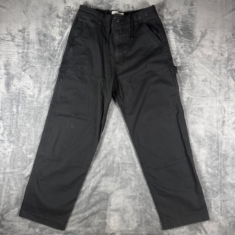 Hollister Baggy Cargo Pants Mens Medium Black Carpenter Utility Skate Y2K Style
